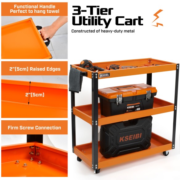 "Premium Heavy-Duty Steel Utility Service Cart for Industrial Use | KSEIBI"