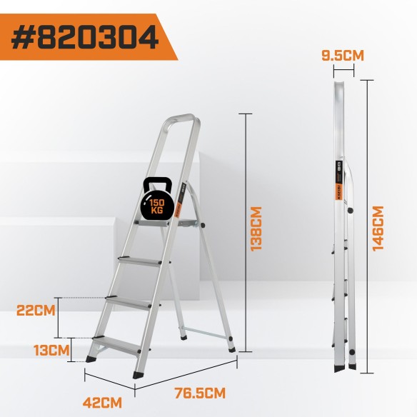 Scară telescopică aluminiu 2x7 trepte, compactă și sigură | KSEIBI