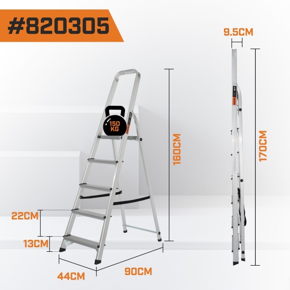 Scară telescopică aluminiu 2x7 trepte, compactă și sigură | KSEIBI