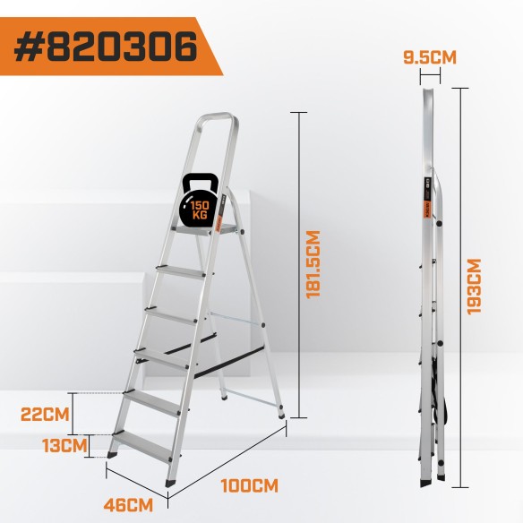 Échelle domestique en aluminium robuste 2–5 m, légère et sécurisée | KSEIBI
