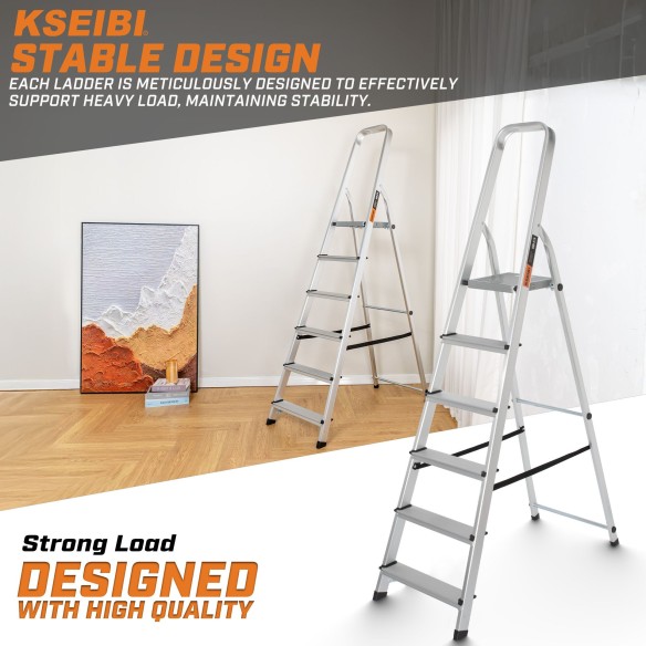 Scară telescopică aluminiu 2x7 trepte, compactă și sigură | KSEIBI