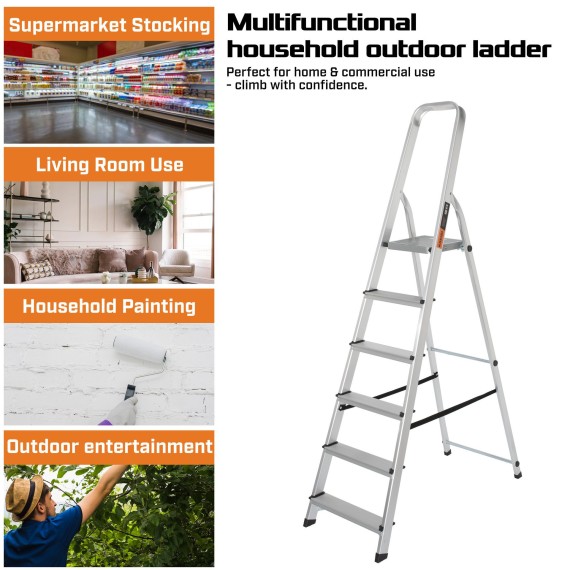 Haushaltsleiter Aluminium Stufenleiter – Leicht &amp; Stabil | KSEIBI