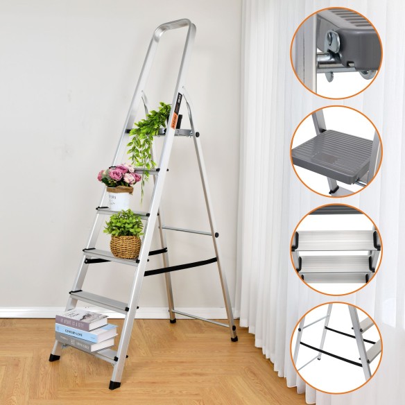 Household Aluminum Ladder – Lightweight Folding Step Stool | KSEIBI
