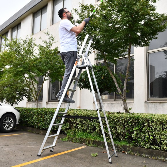 Scară telescopică aluminiu 2x7 trepte, compactă și sigură | KSEIBI