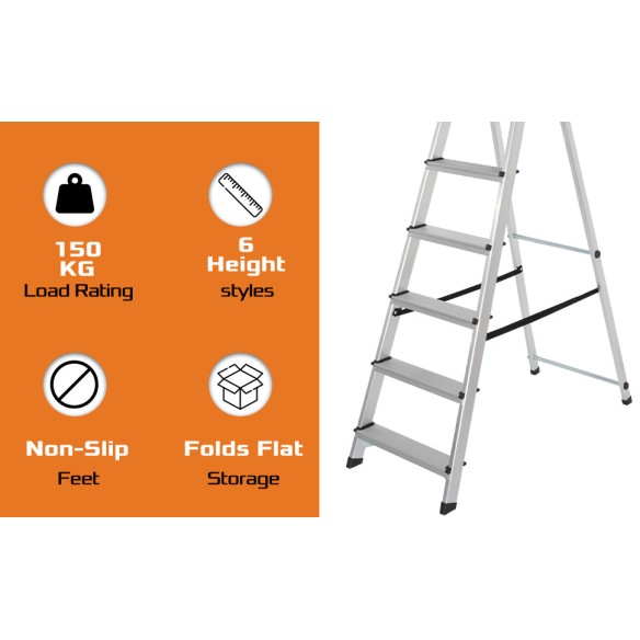 Household Aluminum Ladder – Lightweight Folding Step Stool | KSEIBI