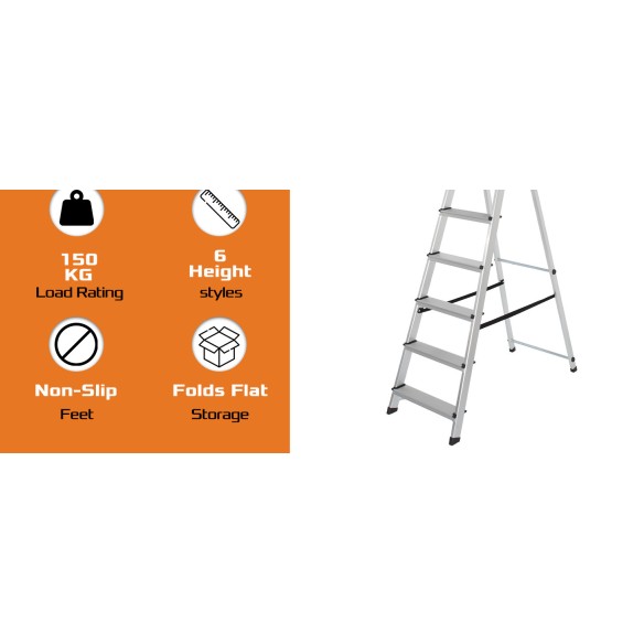 Échelle domestique en aluminium robuste 2–5 m, légère et sécurisée | KSEIBI