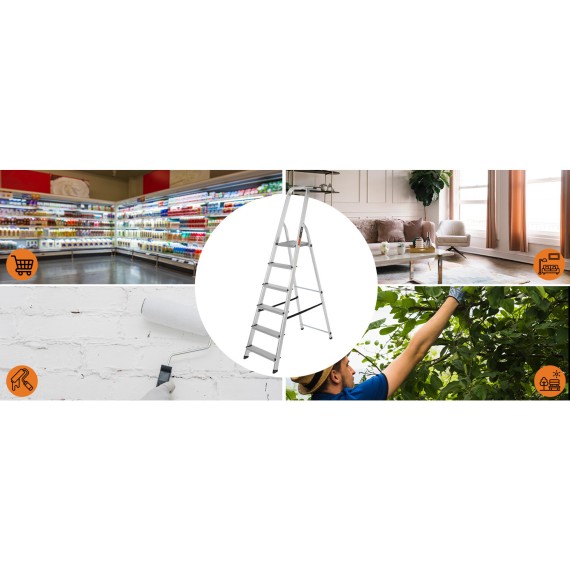 Escalera doméstica de aluminio ligera y plegable para el hogar | KSEIBI