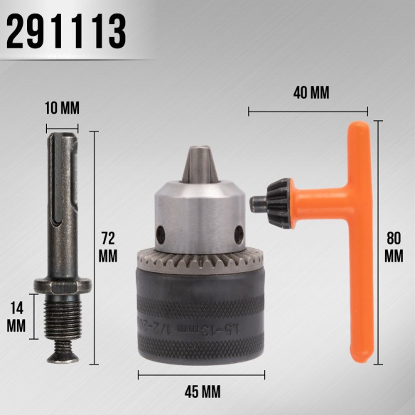 Hochwertiges Bohrfutter mit Schlüssel &amp; Adapter 1.5–13 mm (1/2–20) | KSEIBI