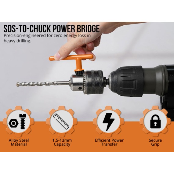 Hochwertiges Bohrfutter mit Schlüssel &amp; Adapter 1.5–13 mm (1/2–20) | KSEIBI