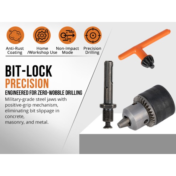 High-Quality Drill Chuck Set with Key and Adapter | KSEIBI