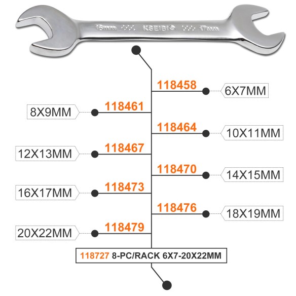 High-Quality Double Open End Wrench Set 8-Pc for Versatile Use | KSEIBI