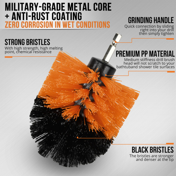 ドリル用クリーニングブラシ 1/4" 六角シャンク 3本組 | KSEIBI