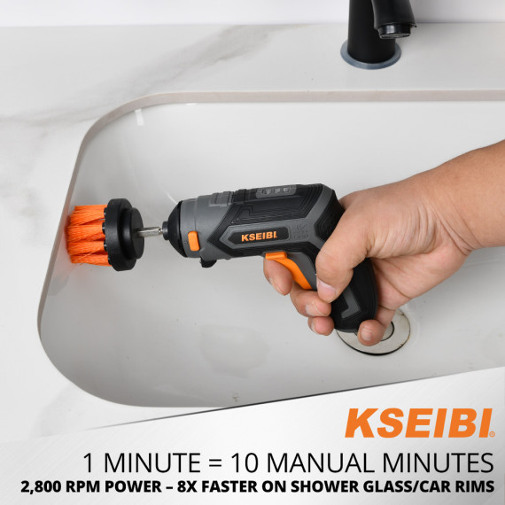 Drill Cleaning Brush 1/4" Hex Shank 3-Piece Set | KSEIBI