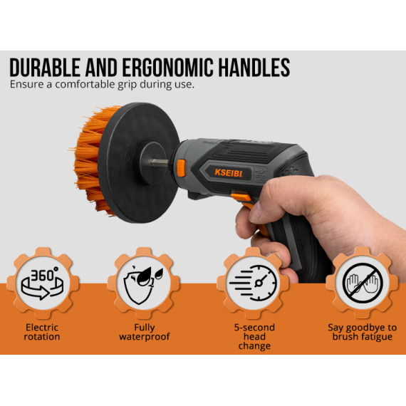 Drill Cleaning Brush 1/4" Hex Shank 3-Piece Set | KSEIBI