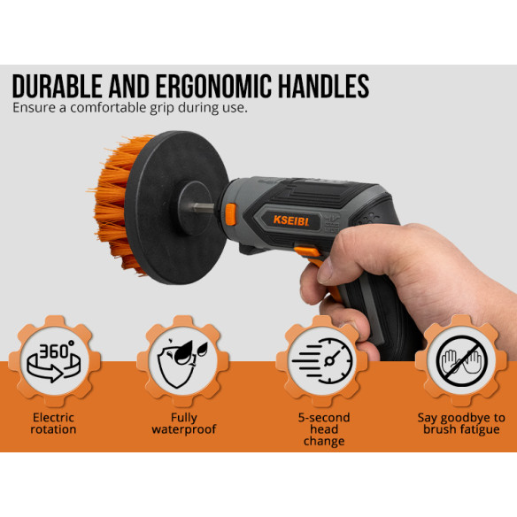 Spazzole pulizia per trapano 1/4" attacco esagonale, set 3 pz | KSEIBI