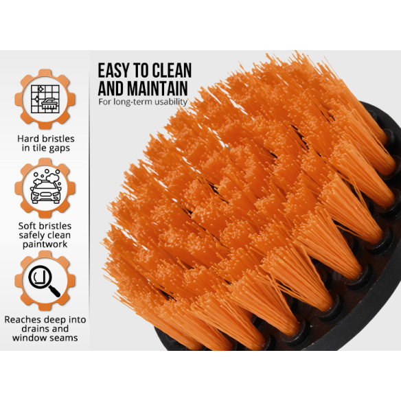 Drill Cleaning Brush 1/4" Hex Shank 3-Piece Set | KSEIBI