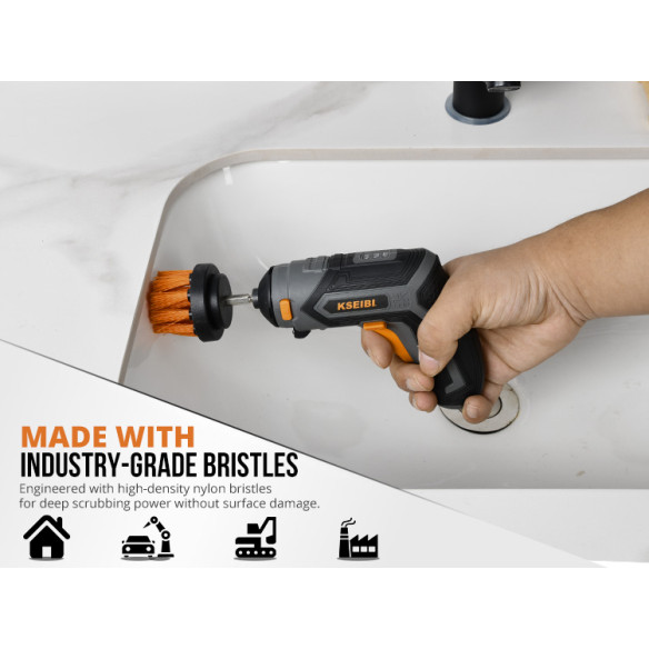 Spazzole pulizia per trapano 1/4" attacco esagonale, set 3 pz | KSEIBI