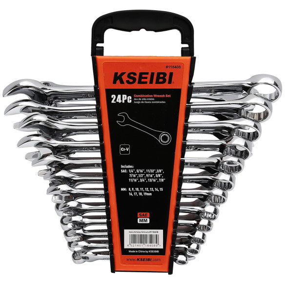 Premium 24-Piece Combination Wrench Set for Versatile Mechanics | KSEIBI