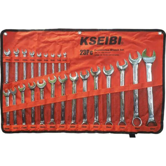 Premium 23-Piece Combination Wrench Set with Cloth Bag | KSEIBI