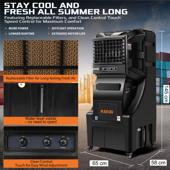 KAC 35-70M Air Cooler, 70L Capacity, 350W Evaporative Cooling | KSEIBI