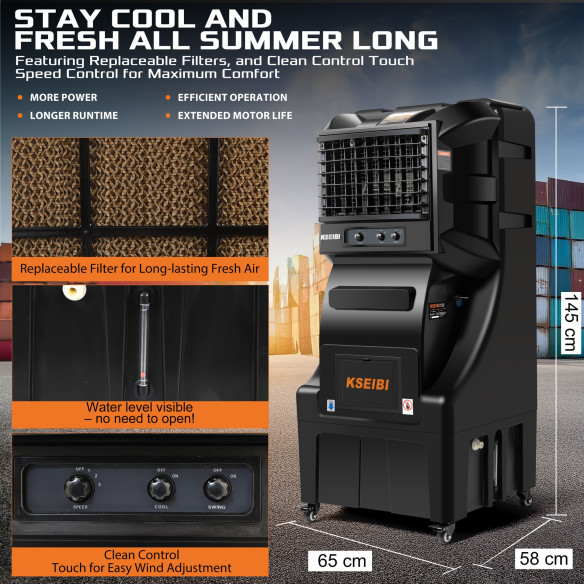 KAC 35-70M Air Cooler, 70L Capacity, 350W Evaporative Cooling | KSEIBI