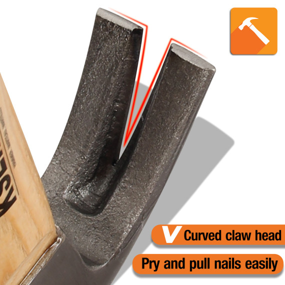 Martillo de garra resistente con mango de madera de alta calidad | KSEIBI