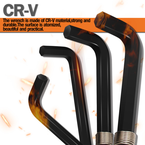 "Premium Black Oxide Hex Key Set Ring | 10pc. Set for Precision Work | KSEIBI"