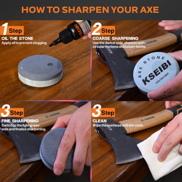 "Premium Axe Sharpening Stone Kit for Precision Blade Maintenance | KSEIBI"