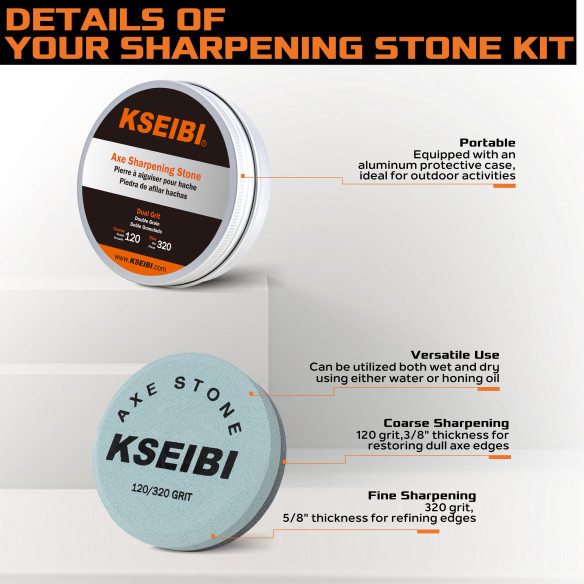 "Premium Axe Sharpening Stone Kit for Precision Blade Maintenance | KSEIBI"