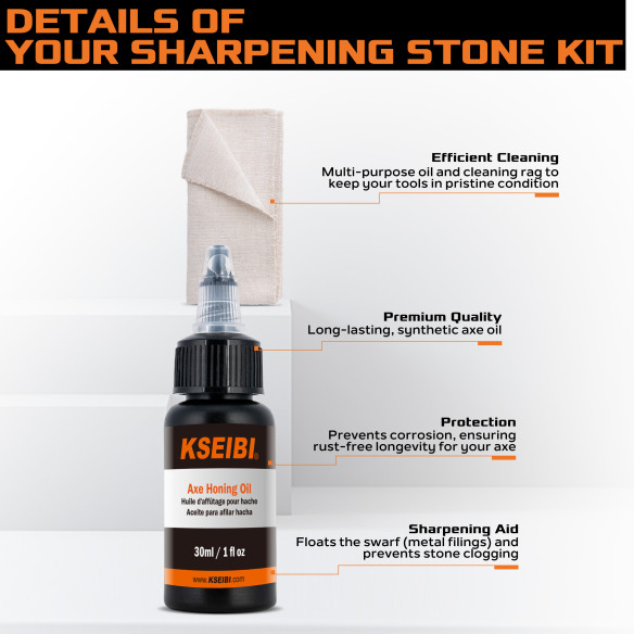 "Premium Axe Sharpening Stone Kit for Precision Blade Maintenance | KSEIBI"