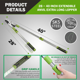 Premium Aluminium Telescoping Lopper for Effortless Pruning | KSEIBI 2
