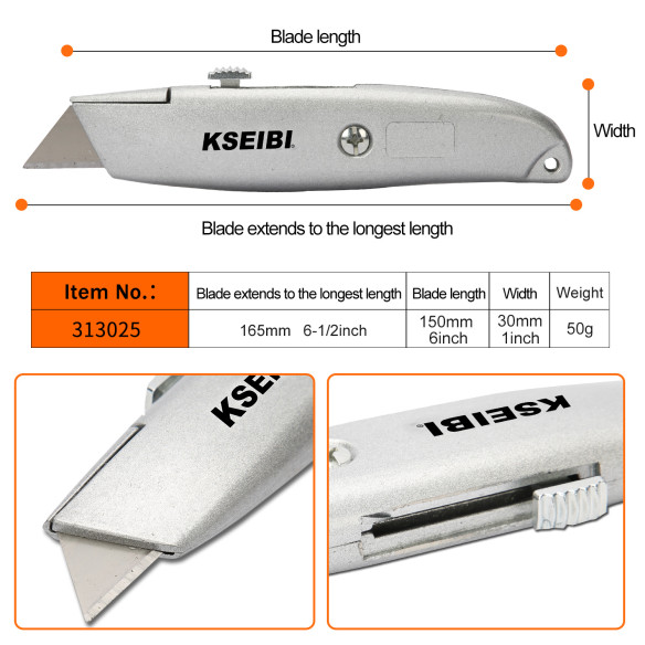 "Premium Aluminium Retractable Utility Knife - Durable &amp; Versatile | KSEIBI"