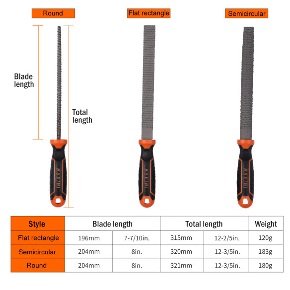 Set de fișiere rasp 3 piese 8"200mm pentru prelucrarea metalelor | KSEIBI