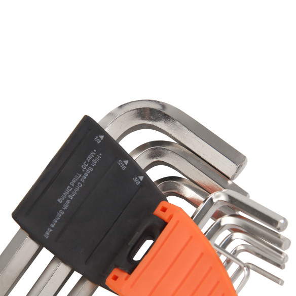 High-Quality Hex Key Wrench Set Long 9-Pc. SAE for Precision Tasks | KSEIBI