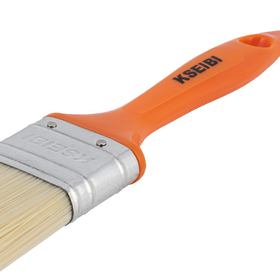 Premium Plastic Handle White Paint Brush - Orange for Professional Painting Projects | KSEIBI