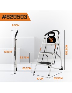 STEEL STEP LADDERWHITE