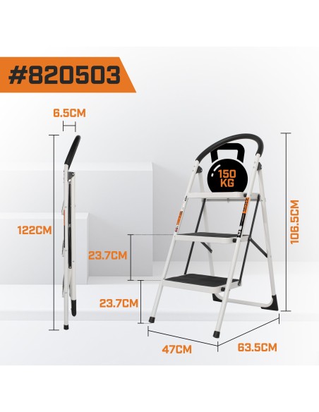 STEEL STEP LADDERWHITE