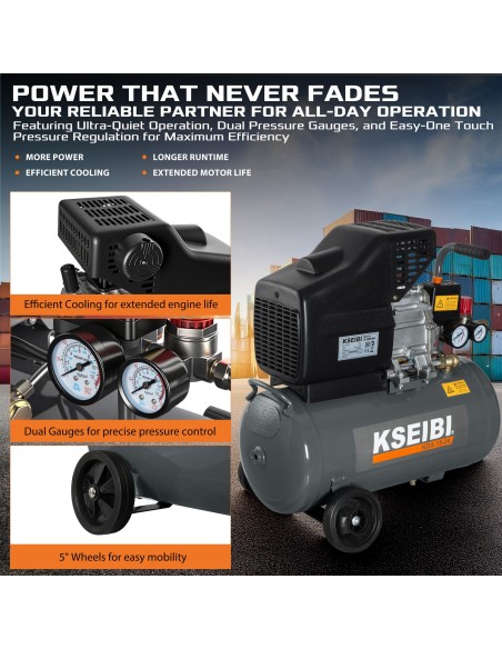 KDA 15-24 エアコンプレッサー 24L 2HP 高性能・耐久モデル | KSEIBI