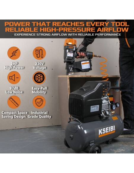 KDA 15-24 Compresseur d’air 24 L, 2 HP | KSEIBI