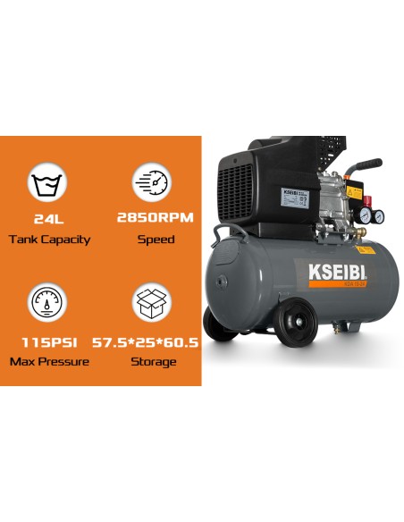Compressor de Ar 24L 2HP KDA 15-24 – Desempenho Profissional | KSEIBI