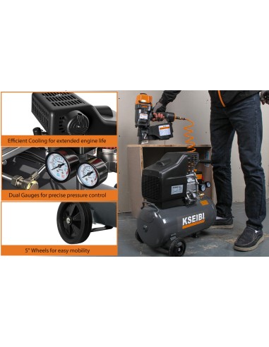 Compresor de aire KDA 15-24 24L 2HP, potente y compacto | KSEIBI