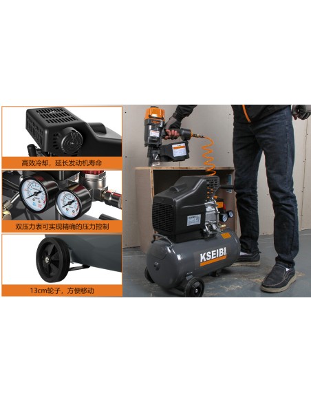 Compresor de aire KDA 15-24 24L 2HP, potente y compacto | KSEIBI