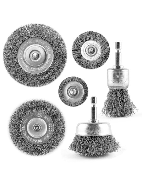 High-Quality 6-Pc Crimped Brush Set for Steel Coated Surfaces | KSEIBI