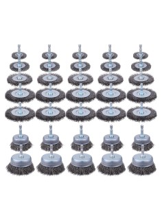 Set di spazzole ondulate 40 pezzi, rivestite in acciaio, 6 mm