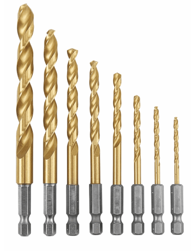 Quick-Change Titanium Coated Drill Bits 8-Pc
