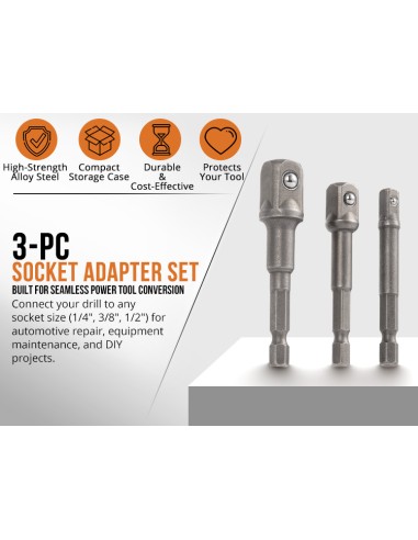 Conjunto de Adaptadores de Soquete para Furadeira - Transforme Sua Furadeira em uma Ferramenta Versátil | KSEIBI