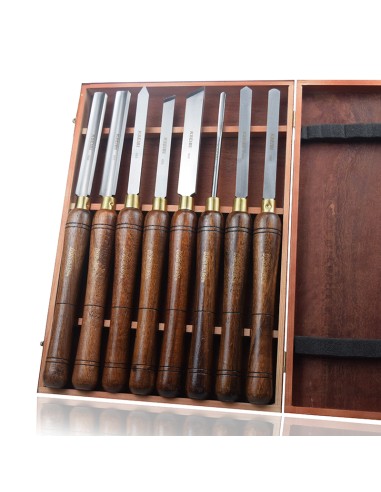 Premium Wood Turning Chisel Set with Wooden Handles for Precision Carving | KSEIBI