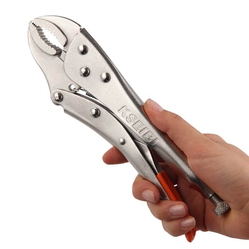 Curved Jaw Locking Pliers with Wire Cutter, Hand Tools & Pliers, curved jaw grip pliers with a wire cutter.