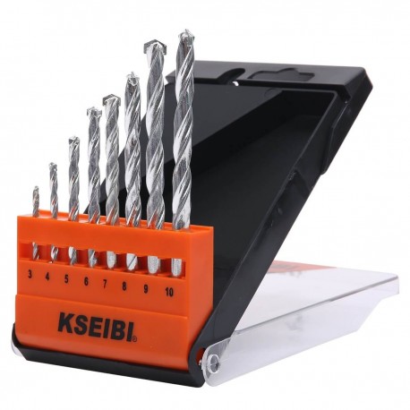 8Pcs Masonry Drill Bits Set With Plastic Case, power tool accessories, multi-purpose masonry drill bits kit.